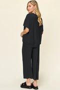 Round Neck Short Sleeve T-Shirt and Wide Leg Pants - Your Second Look