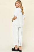 Round Neck Short Sleeve T-Shirt and Wide Leg Pants - Your Second Look