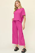 Round Neck Short Sleeve T-Shirt and Wide Leg Pants - Your Second Look
