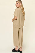 Round Neck Short Sleeve T-Shirt and Wide Leg Pants - Your Second Look