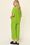 Round Neck Short Sleeve T-Shirt and Wide Leg Pants - Your Second Look