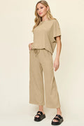 Round Neck Short Sleeve T-Shirt and Wide Leg Pants - Your Second Look