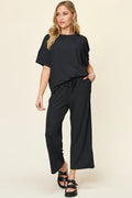 Round Neck Short Sleeve T-Shirt and Wide Leg Pants - Your Second Look
