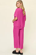 Round Neck Short Sleeve T-Shirt and Wide Leg Pants - Your Second Look