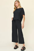 Round Neck Short Sleeve T-Shirt and Wide Leg Pants - Your Second Look