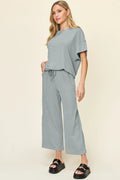Round Neck Short Sleeve T-Shirt and Wide Leg Pants - Your Second Look