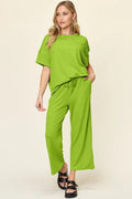 Round Neck Short Sleeve T-Shirt and Wide Leg Pants - Your Second Look