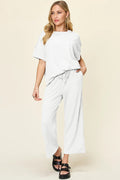Round Neck Short Sleeve T-Shirt and Wide Leg Pants - Your Second Look