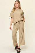 Round Neck Short Sleeve T-Shirt and Wide Leg Pants - Your Second Look