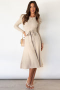 Round Neck Tie Waist Sweater Dress - Your Second Look
