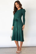 Round Neck Tie Waist Sweater Dress - Your Second Look
