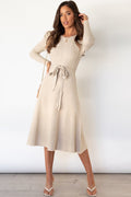 Round Neck Tie Waist Sweater Dress - Your Second Look