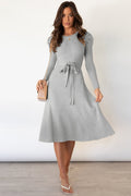 Round Neck Tie Waist Sweater Dress - Your Second Look