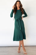 Round Neck Tie Waist Sweater Dress - Your Second Look