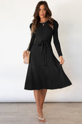 Round Neck Tie Waist Sweater Dress - Your Second Look