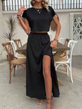 Round Neck Top and Slit Skirt Set - Your Second Look
