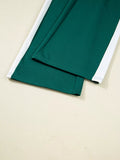 Round Neck Top and Stripe Detail Drawstring Pants Set - Your Second Look