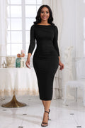 Ruched Boat Neck Midi Dress - Your Second Look