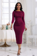 Ruched Boat Neck Midi Dress - Your Second Look