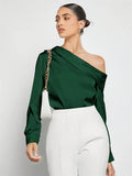 Ruched One Shoulder Long Sleeve Top - Your Second Look