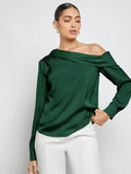 Ruched One Shoulder Long Sleeve Top - Your Second Look
