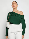 Ruched One Shoulder Long Sleeve Top - Your Second Look