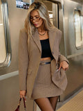 Single - Breasted Plaid Blazer and Skirt Set - Your Second Look