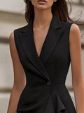 Sleeveless Lapel Collar Ruffle Dress - Your Second Look