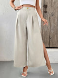 Slit Wide Leg Pleated Pants - Your Second Look