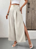 Slit Wide Leg Pleated Pants - Your Second Look