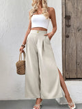 Slit Wide Leg Pleated Pants - Your Second Look