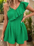 Smocked Back Asymmetrical Ruffled Romper - Your Second Look