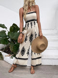 Smocked Printed Wide Leg Jumpsuit - Your Second Look