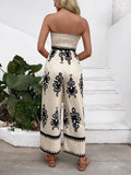 Smocked Printed Wide Leg Jumpsuit - Your Second Look