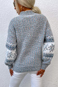 Snowflake Pattern Mock Neck Sweater - Your Second Look