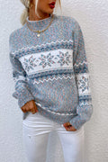 Snowflake Pattern Mock Neck Sweater - Your Second Look
