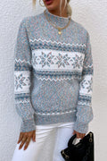 Snowflake Pattern Mock Neck Sweater - Your Second Look