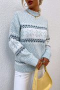 Snowflake Pattern Mock Neck Sweater - Your Second Look