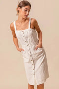 SO ME Button Down Pocket Front Pinafore Dress - Your Second Look