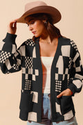 SO ME Checkered Open Front Cardigan with Pockets - Your Second Look