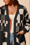 SO ME Checkered Open Front Cardigan with Pockets - Your Second Look