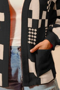 SO ME Checkered Open Front Cardigan with Pockets - Your Second Look