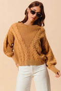 So Me Loose Fit Textured Cable Sweater - Your Second Look