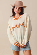 SO ME Thanksgiving Grateful Lettering Stitch Sweater - Your Second Look