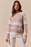 SO ME Variegated Stripe Textured Loose Fit Sweater - Your Second Look
