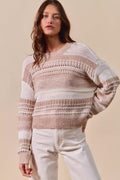 SO ME Variegated Stripe Textured Loose Fit Sweater - Your Second Look