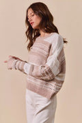 SO ME Variegated Stripe Textured Loose Fit Sweater - Your Second Look