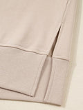 Solid Color Oversize Slit Sweatshirt and Ribbed Leggings 2pcs Set - Your Second Look