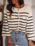 Striped Button - Front Cardigan - Your Second Look