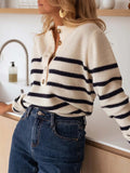 Striped Button - Front Sweater - Your Second Look